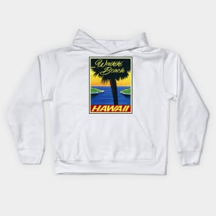 Waikiki Beach Hawaii Vintage Beach Laptop Kids Hoodie